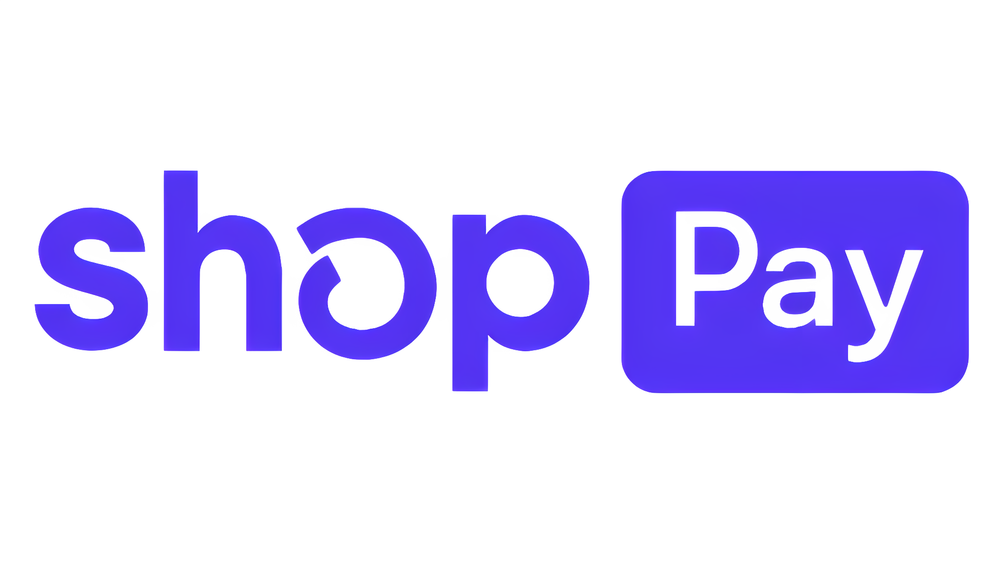 Purple 'Shop Pay' logo on black background.