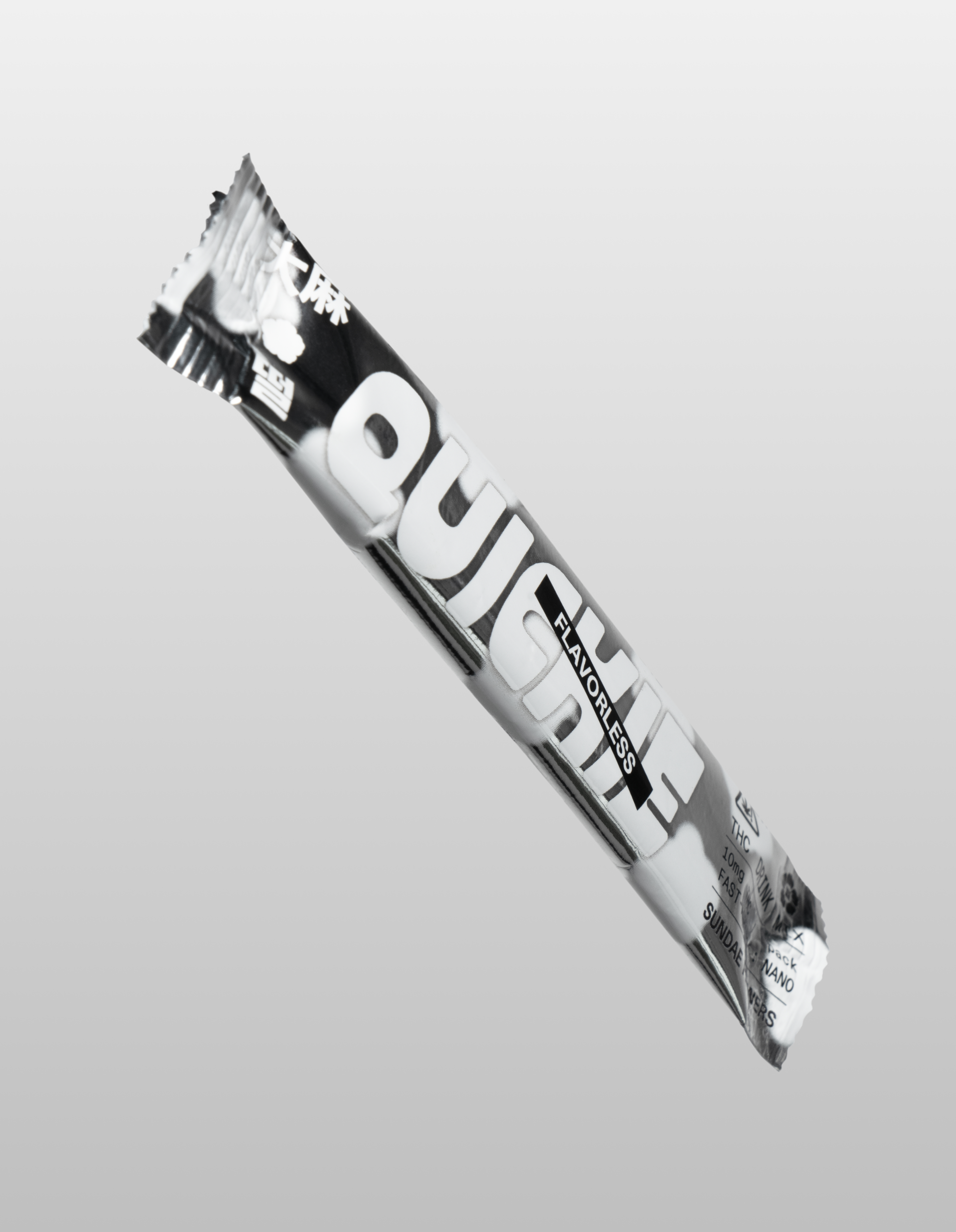 Black and white packaging with text, including 'FLAVORLESS' and 'QUICK'.