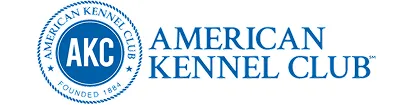American Kennel Club logo with blue text and circular emblem.