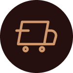 Icon of a delivery truck on a dark circular background.