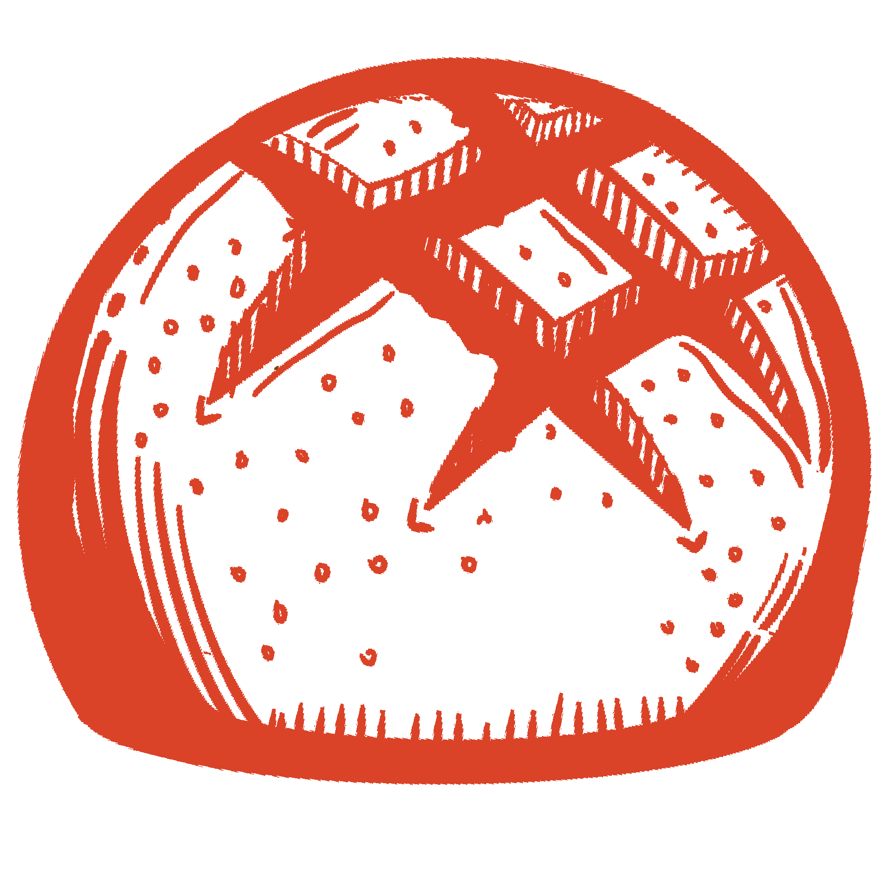 Illustration of a round loaf of bread with a cross cut on top.