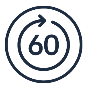 An icon of the number 60 inside a circle with a clockwise arrow.