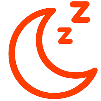 An orange icon of a crescent moon with two z's, representing sleep.