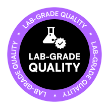 Purple badge with a lab flask and the words 'Lab-Grade Quality'.