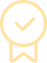 Outline of a checkmark inside a ribbon shape.
