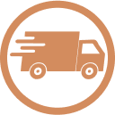 Icon of a delivery truck inside a circle.