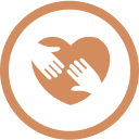 Icon of hands forming a heart inside a circle.