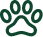 Green paw print icon on a transparent background.