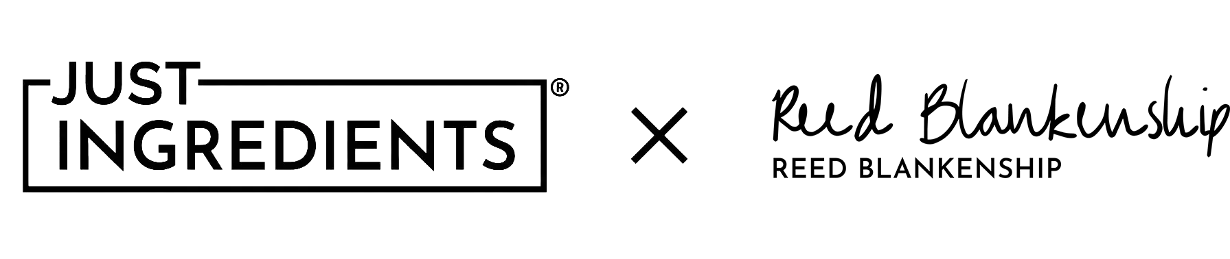 The Just Ingredients logo next to the Reed Blankenship logo, showing a collaboration.