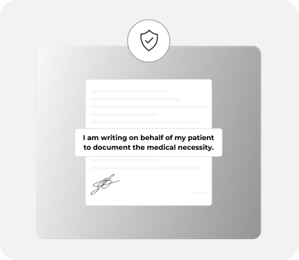 Document with text about medical necessity and a signature.