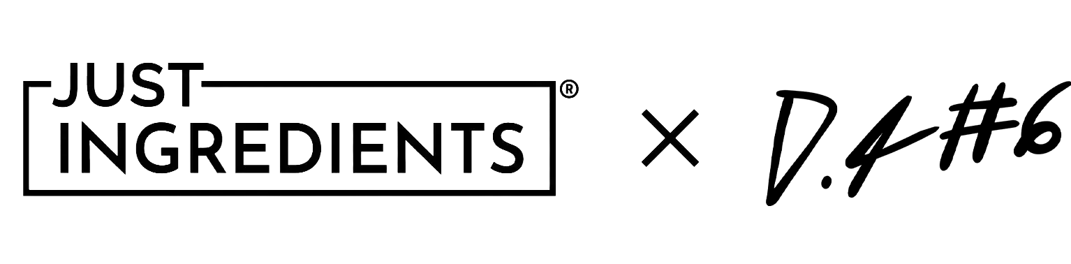 The Just Ingredients logo next to the D.A #6 logo, indicating a collaboration.
