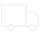 A white line icon of a delivery truck on a green background.