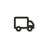 A simple, dark gray icon of a delivery truck on a white background.