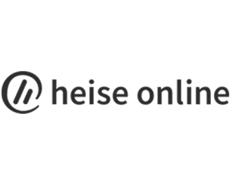 Logo of 'heise online' with stylized 'h' in a circle.