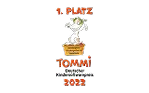 Cartoon character on a podium with text '1. Platz Tommi 2022'.