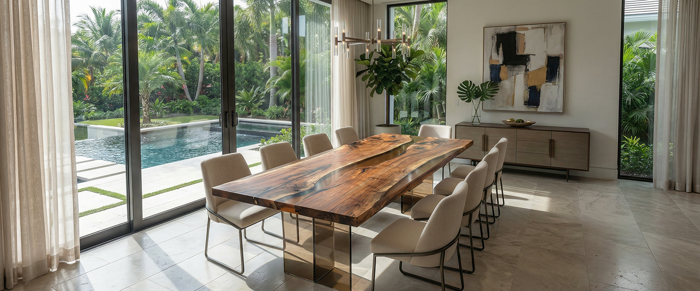 Mirage Walnut Brown Epoxy Large Table