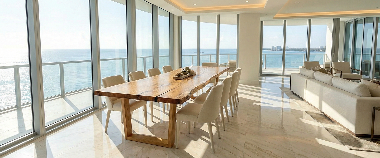 A modern large oak dining table with life edge 