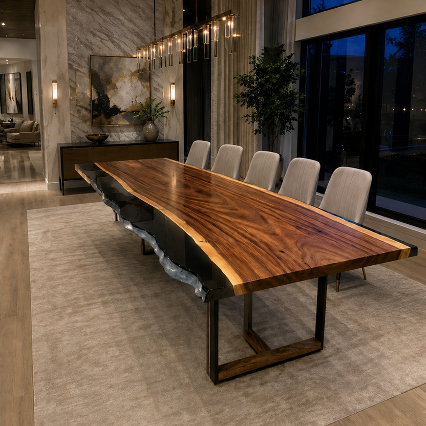 Tuco Saman Dining Table With Black Epoxy