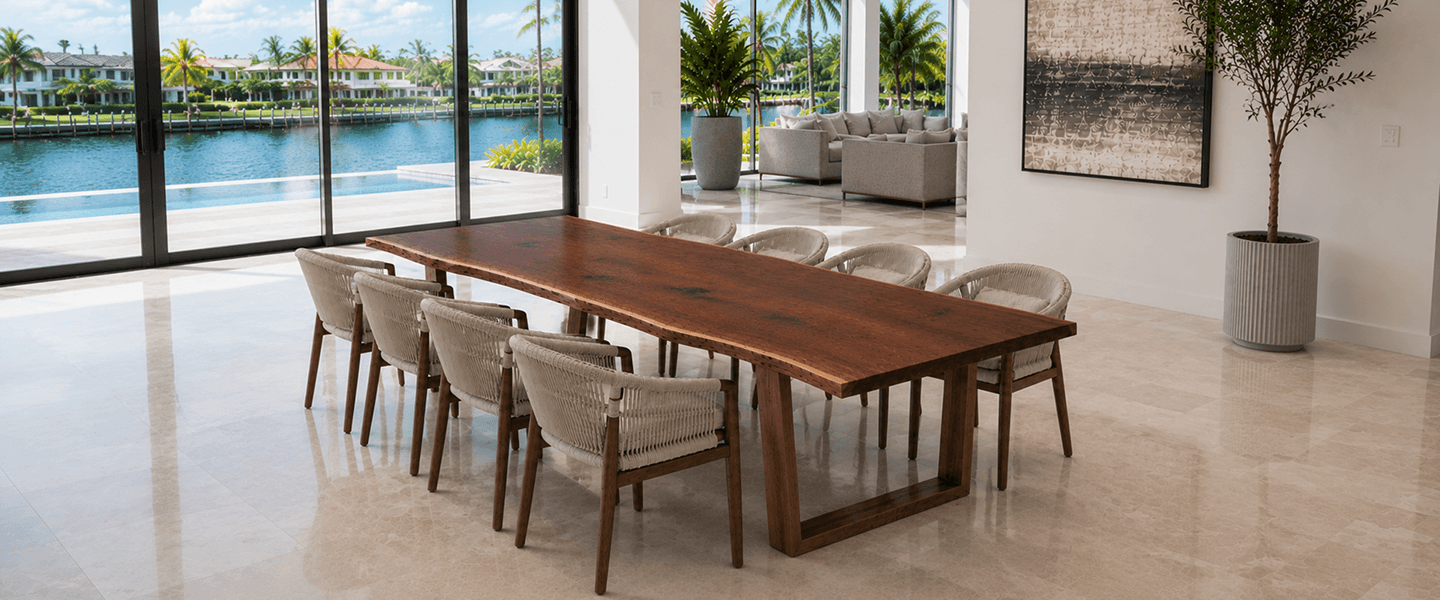 Sedon Walnut Live Edge Large Dining Table