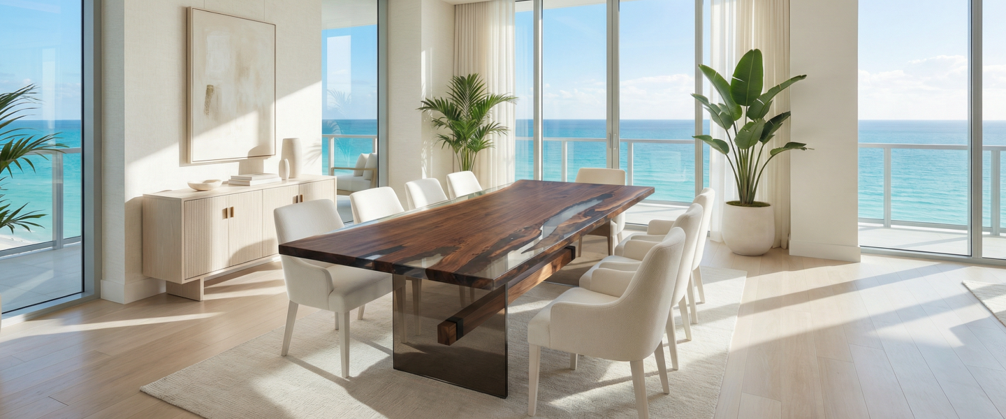 Skybar Walnut Clear Epoxy Dining Table