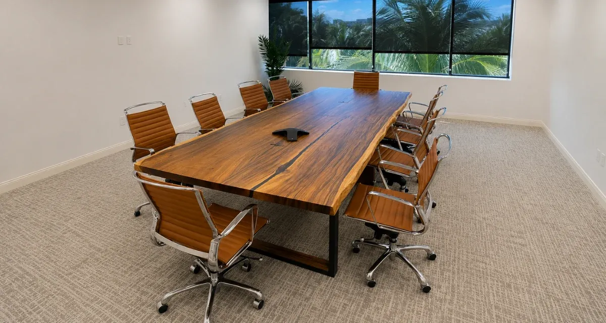 Modular monkey pod boardroom table