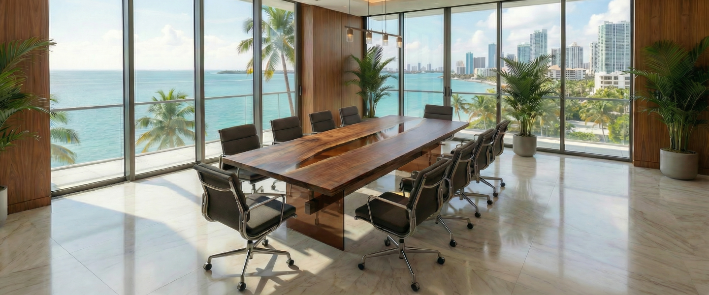 Skybar Walnut with Brown Epoxy River Conference Table
