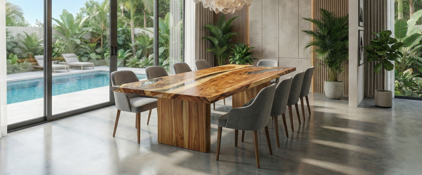 Select Dark Gray Epoxy Large Dining  Table