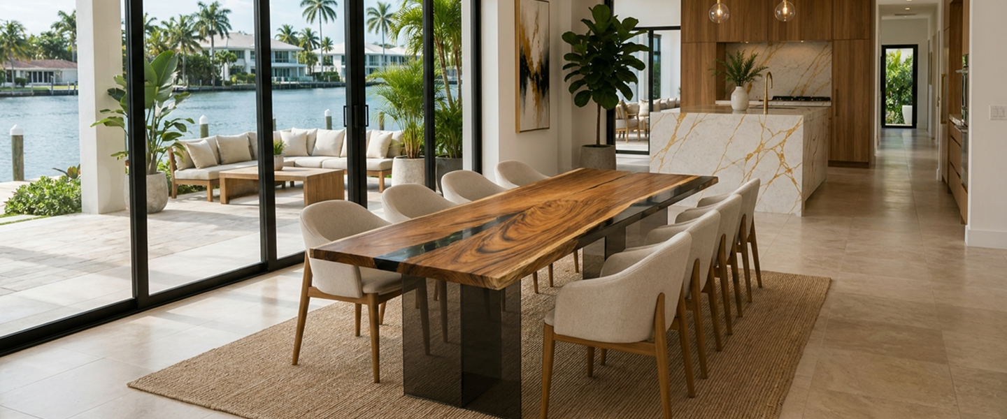 Mirage Saman Black Epoxy Large Dining Table
