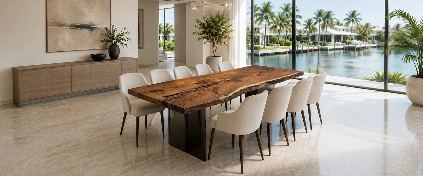Mirage Walnut Live Edge Large Dining Table