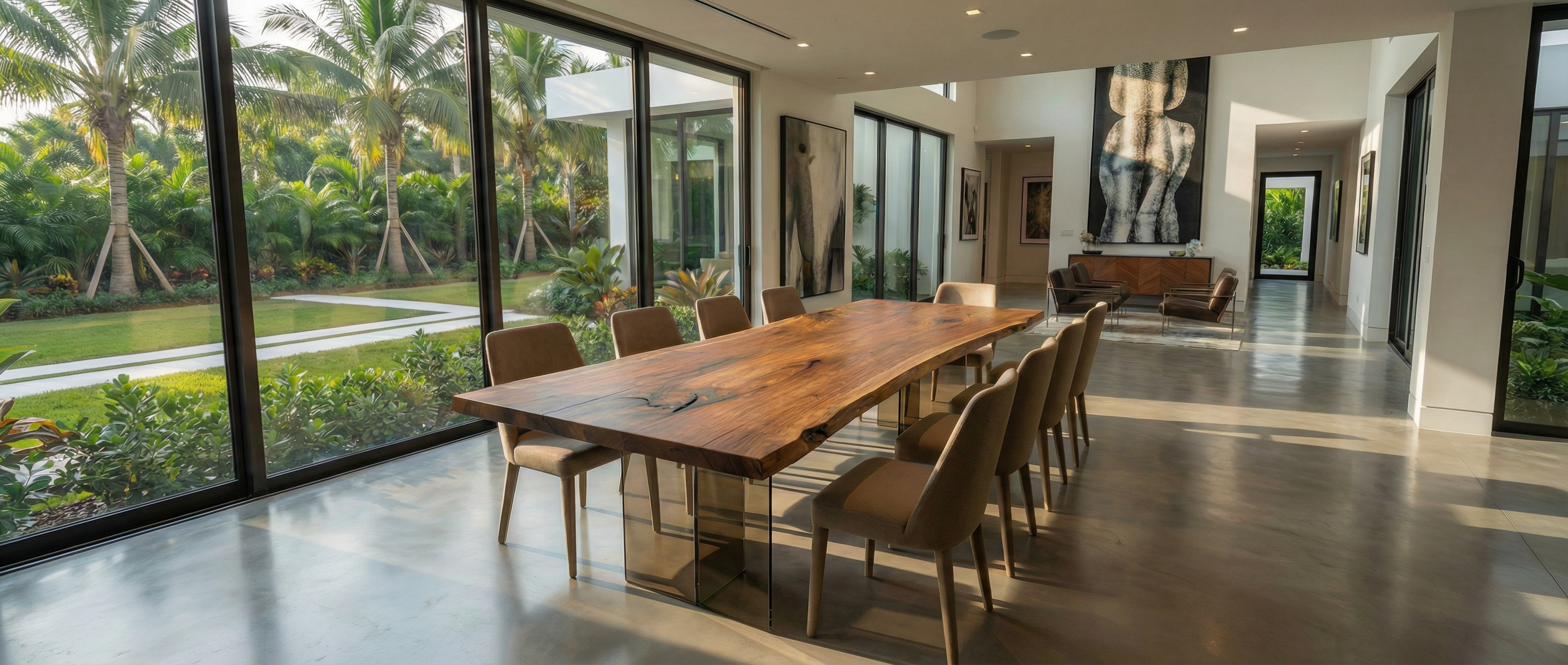 Mirage Walnut Large Dining Table with Live Edge 