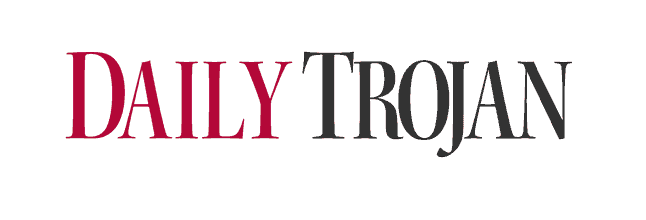 Text 'DAILY TROJAN' in red and black font on white background.