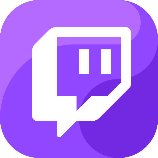 The Twitch logo, a white chat bubble icon on a purple background.