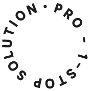 The words 'PRO-1-STOP SOLUTION' arranged in a circle in a bold, dark grey, sans-serif font.