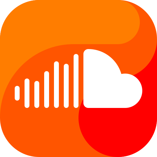 The SoundCloud logo, featuring white sound bars merging into a cloud on an orange and red background.