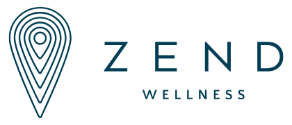 Logo of Zend Wellness with a stylized location pin design.