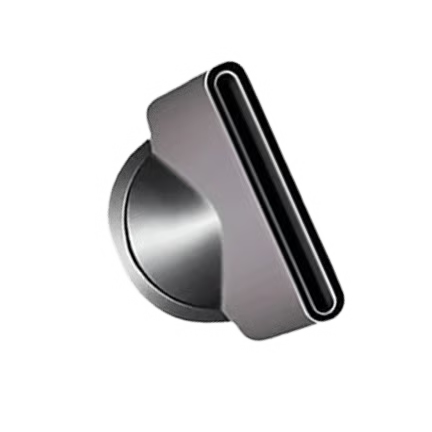 3D illustration of a metallic connector on a gray background.