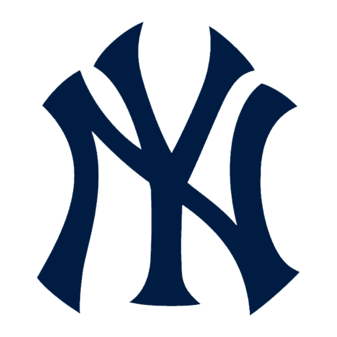 Interlocking NY logo in dark blue on a white background.