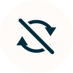 A circular icon showing a refresh or sync symbol with a diagonal line through it, indicating it's disabled.