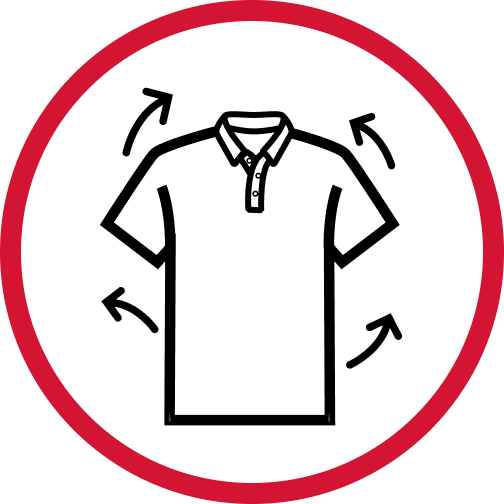 Black circle with a red outline on a transparent background.