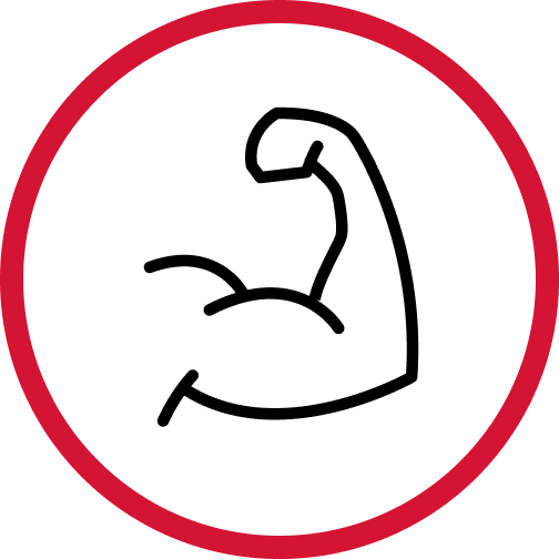 A red circle on a transparent background.