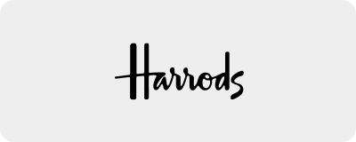 Black 'Harrods' text on a white background.