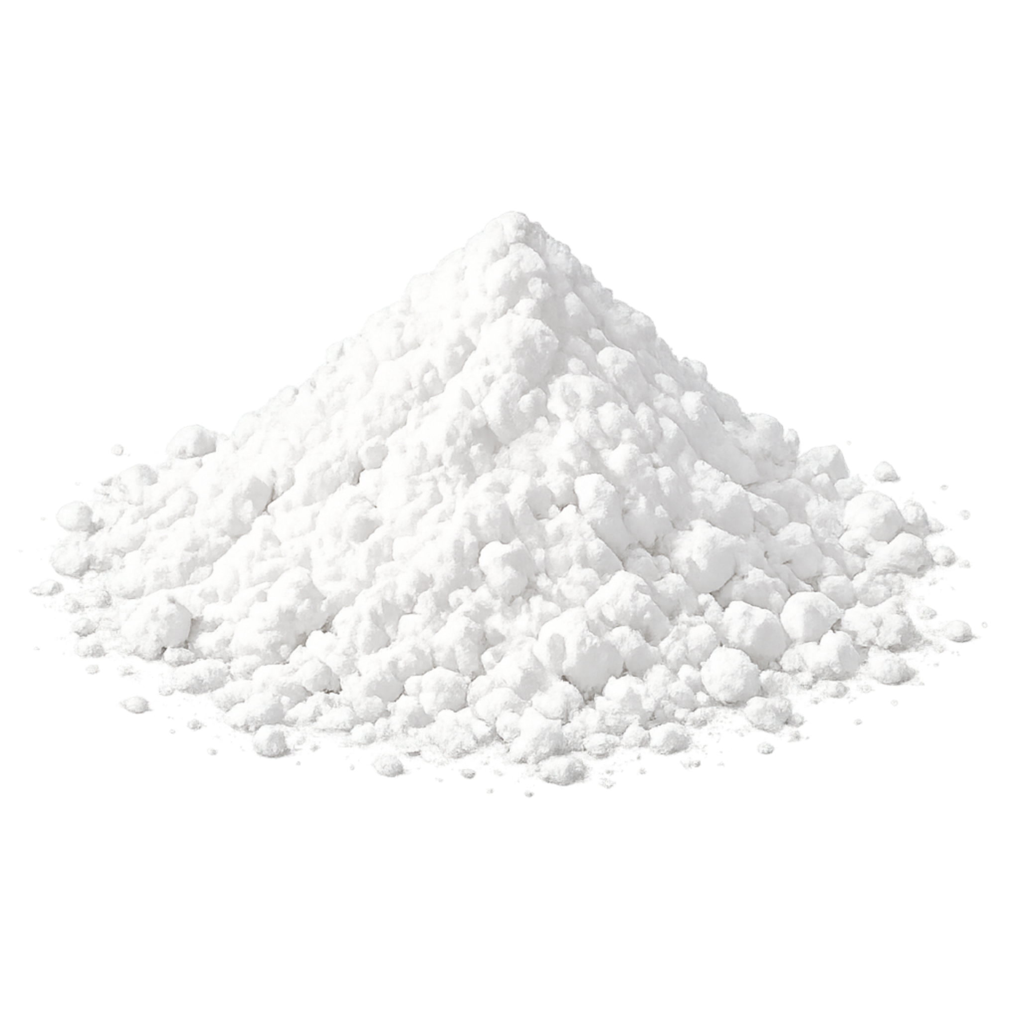 A mound of fine, white powder on a green background.