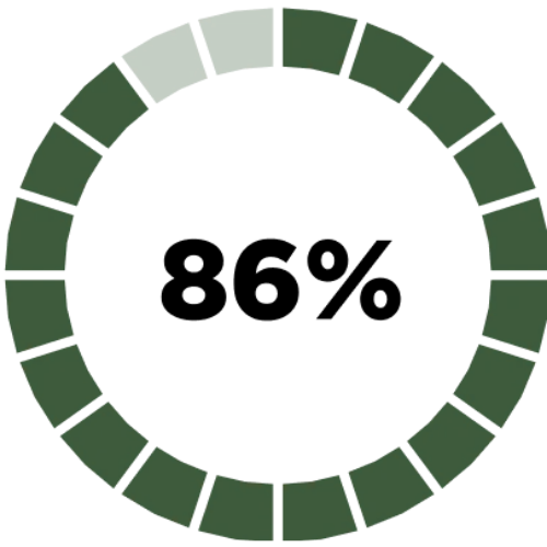 A circular progress icon showing 86 percent.