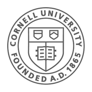 The official seal of Cornell University, founded A.D. 1865, displayed in grayscale on a white circular background.