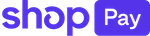 Shop Pay logo in purple text on a transparent background.