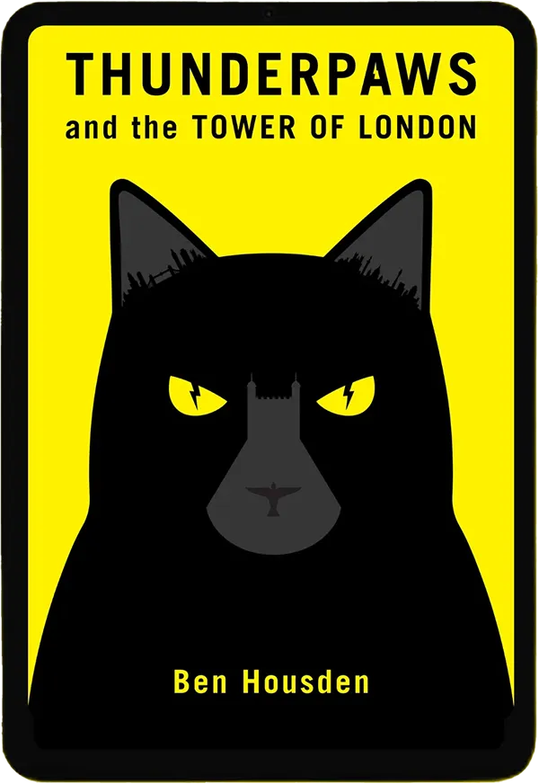 Book cover with a black cat silhouette on a yellow background.