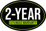 Oval badge with '2-Year Extended Warranty' text.