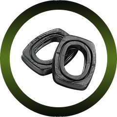 Two black oval rings on a white background with a green border.