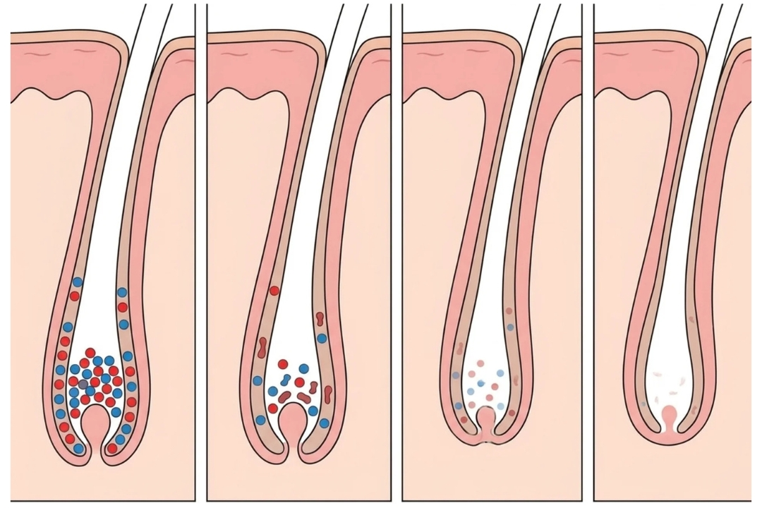 Follicle stem cell deterioration over time