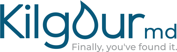 Logo with text 'Kilgour md' and slogan 'Finally, you've found it.'